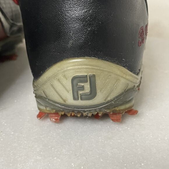 Footjoy Mens Sz 9.5 DNA 2.0 53385 Black Leather Lace Up Golf Shoes Soft Spikes - Picture 9 of 16